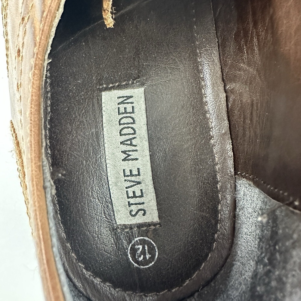 Steve Madden Neville Wingtip Oxford Dress Shoes Brown Leather Men's Size 12 - Picture 9 of 15